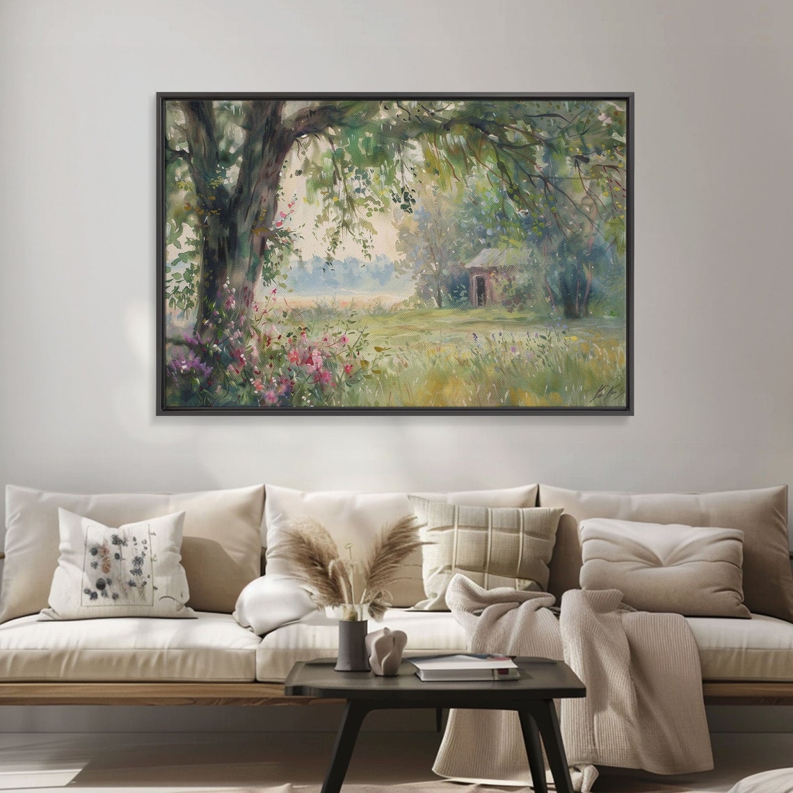 Painting Of An Old Farmhouse In The Spring Framed Print Watercolor Painting Original Art Living Room Art Wall Art - Image 5