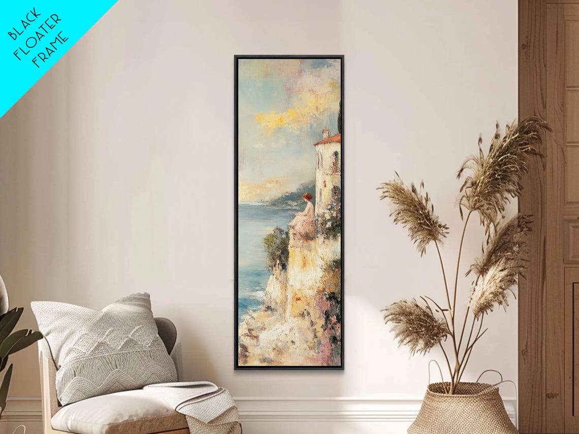 Abstract Oil Painting Print Of A Woman Overlooking The Coast Victorian Oil Painting Nautical Seascape Painting Wall Decor For Girls - Image 6