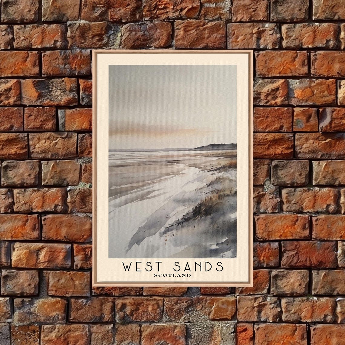 West Sands Scotland Wide Pale Beach Dunes Soft Sky Watercolor Poster - Image 5