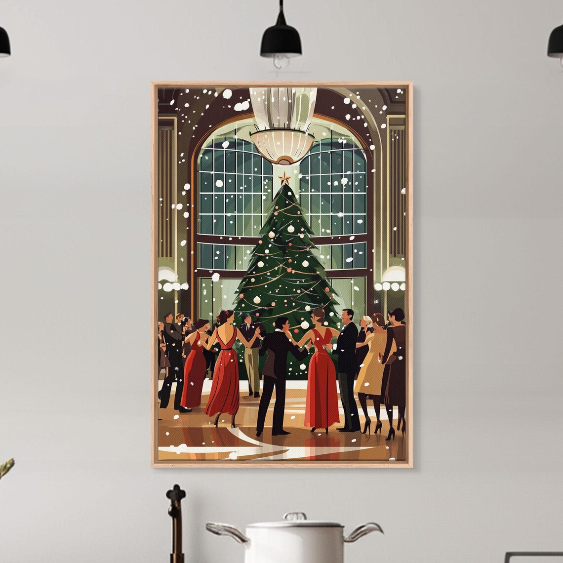 Vintage Christmas Ball Grand Hall Elegant Holiday Dance Party Poster - Image 4