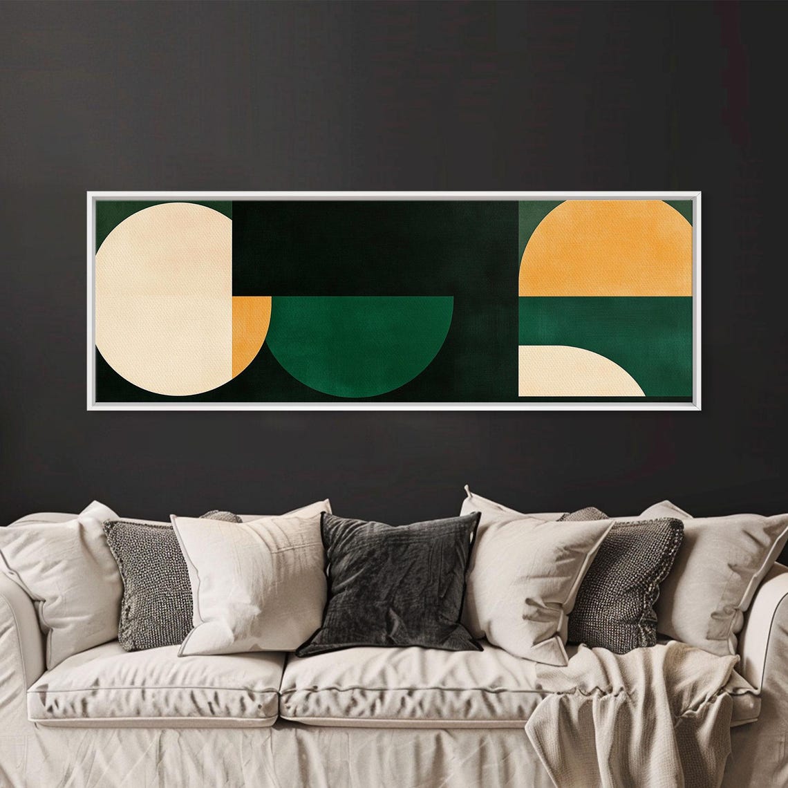 Geometric Circles Mid Century Modern Green Gold Abstract Poster - Image 4
