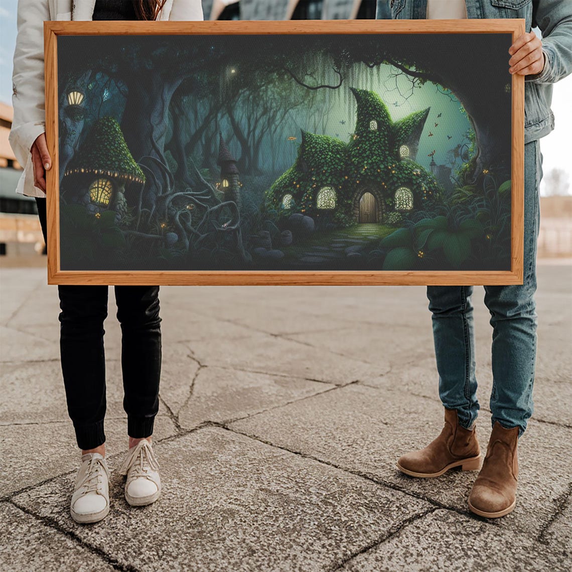 Gnome Village Mossy Forest Cottages Glowing Windows Fairy Tale Poster - Image 5