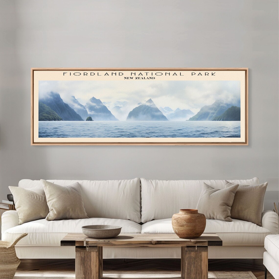 Fiordland New Zealand Misty Fjord Mountain Reflections Panoramic Travel Poster - Image 2