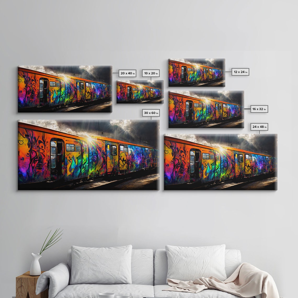 Box Car Graffiti Art Wall Decor Train Box Car Ready To Hang Print Wall Art Rainbow Train Wall Art - Image 2