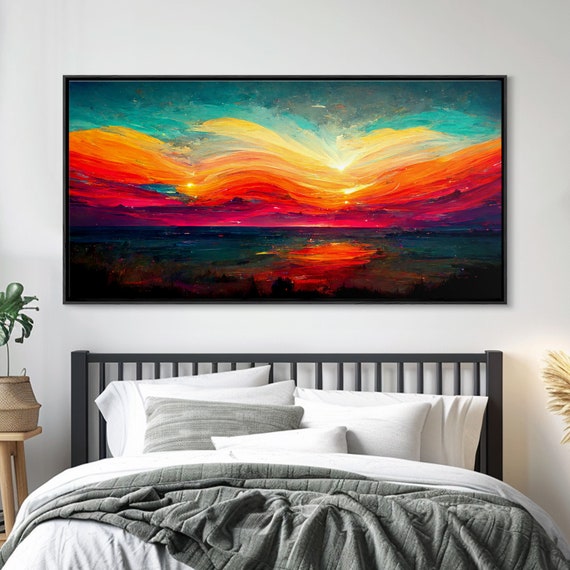 Beautiful Sunset Print Art Ink Painting Style Abstract Sunset Wall Art Cool Wall Art