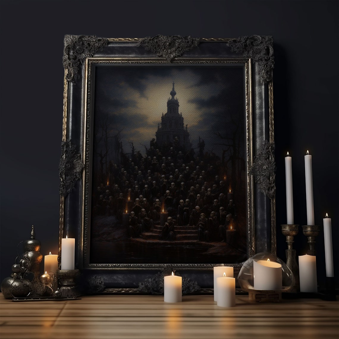 Dark Souls Gathering Night Church Well Of Souls Gothic Horror Poster