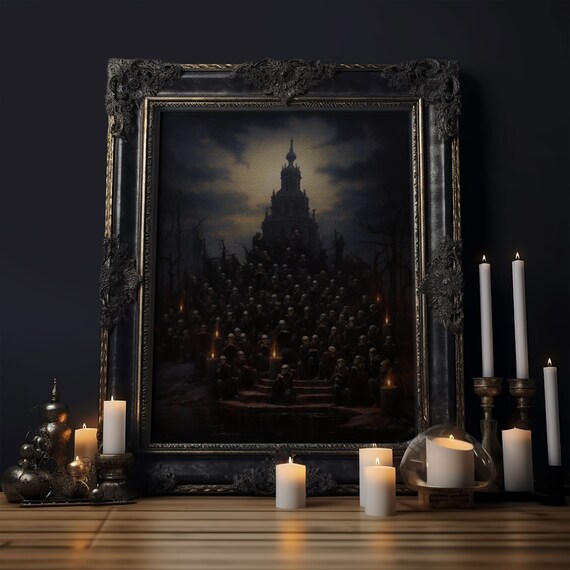 Dark Souls Gathering Night Church Well Of Souls Gothic Horror Poster