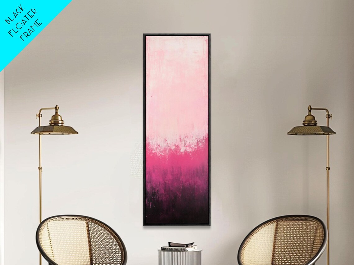 Blush Pink To Black Ombre Gradient Tall Vertical Minimalist Abstract Poster