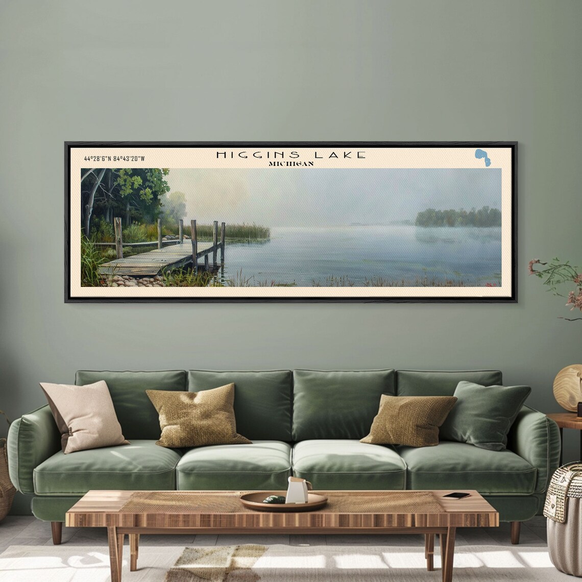 Higgins Lake Michigan Travel Poster, Lake House Art - Image 2