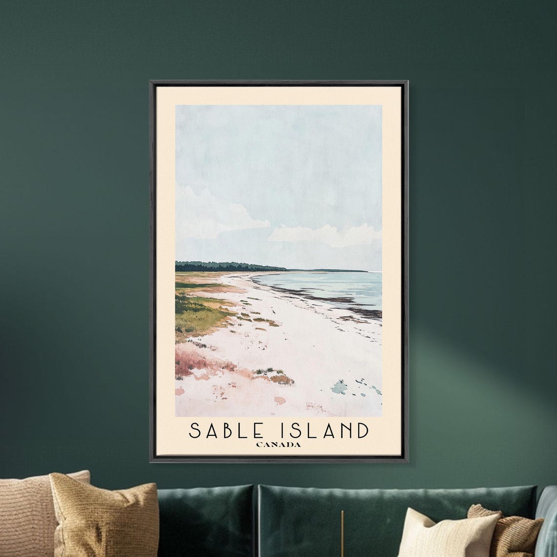 Sable Island Canada Long Empty Sand Spit Grass Dunes Calm Sea Poster - Image 5