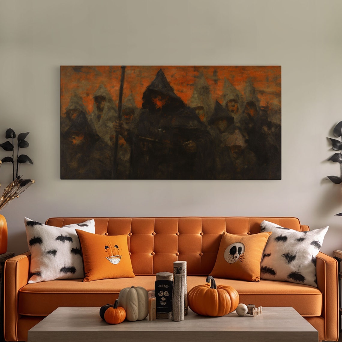 The Cult Hooded Figures Fiery Panoramic Gothic Horror Poster - Image 4