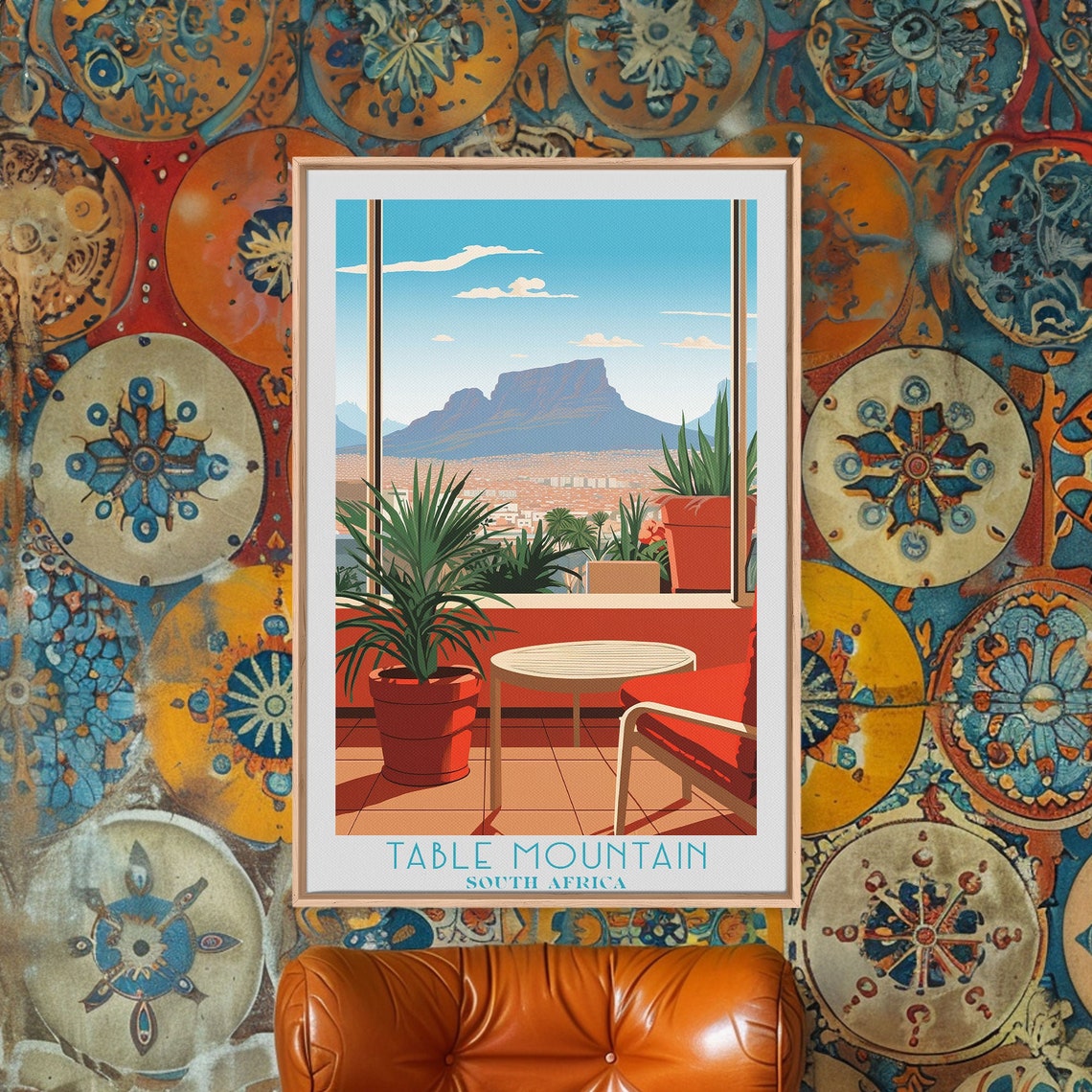 Table Mountain South Africa Sunny Terrace Balcony View Poster - Image 4
