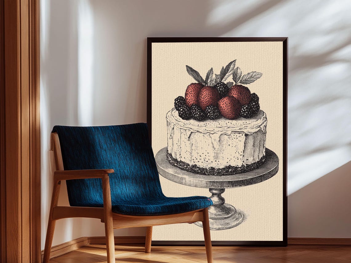 Kitchen Wall Art Cake Painting Still Life Framed Print Dining Room Wall Artt - Image 2