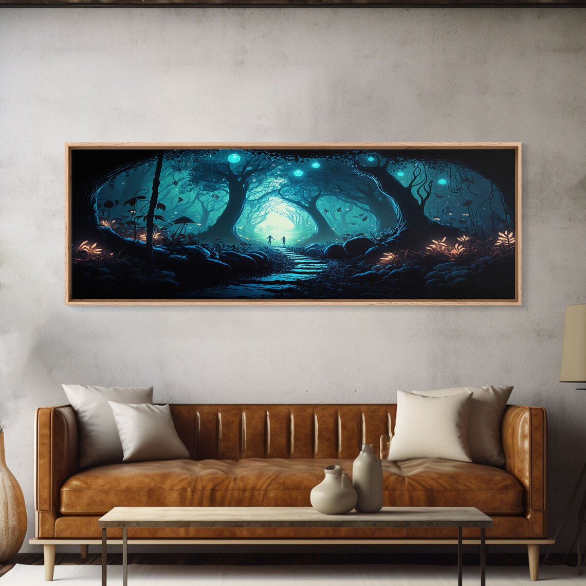 Mycelium Network Fantasy Forest At Night Art Print