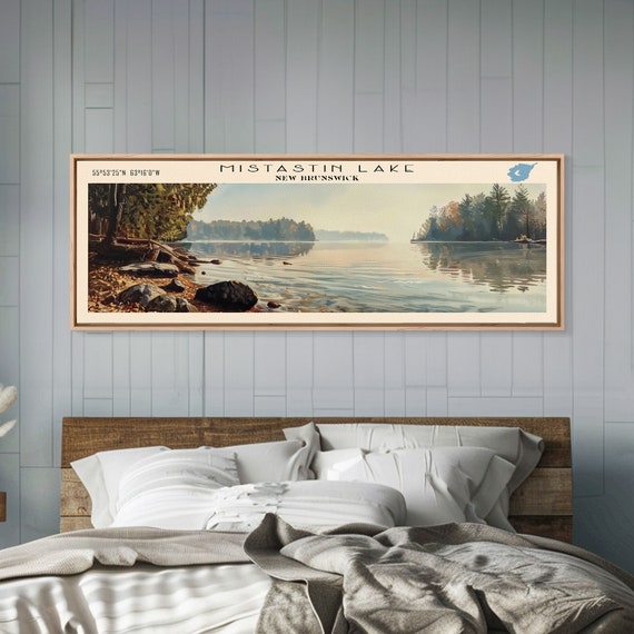 Mistastin Lake Framed Print Lake House Decor Panoramic Wall Art Travel Poster Landscape Painting Modern Art