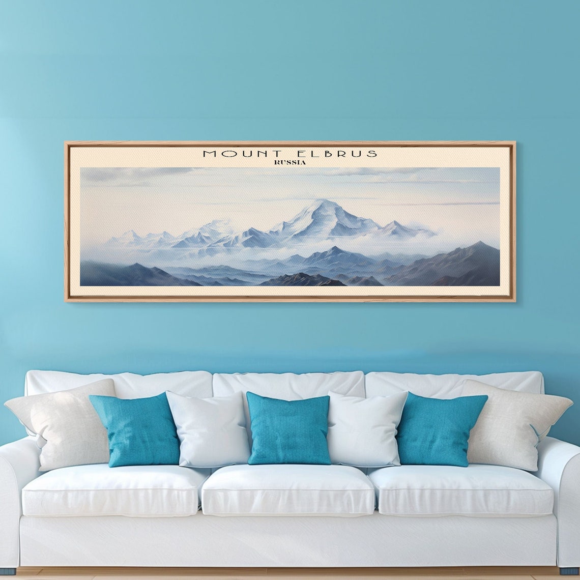 Mount Elbrus Russia Snowy Peak Misty Mountain Range Panoramic Poster - Image 6