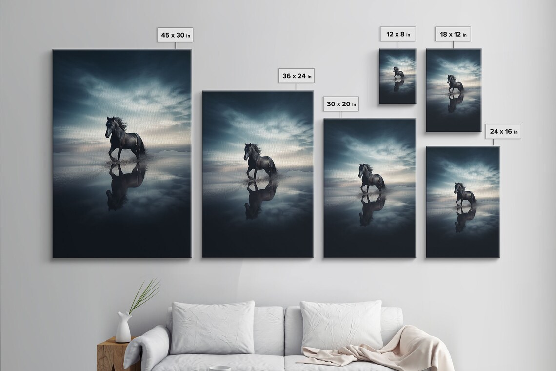 Black Stallion in the Clouds, Nature Photo Print - Image 5