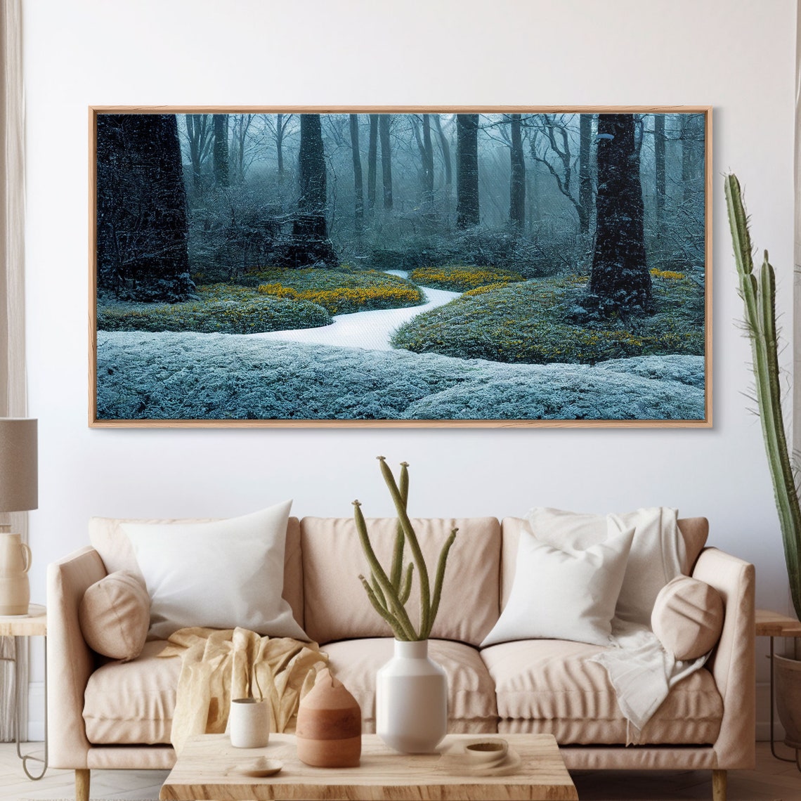 Snowy Winter Forest Misty Path Frosted Trees Snowfall Poster - Image 4