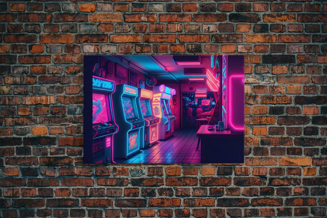 Neon Arcade Retrowave Arcade Machine Art Print - Image 6