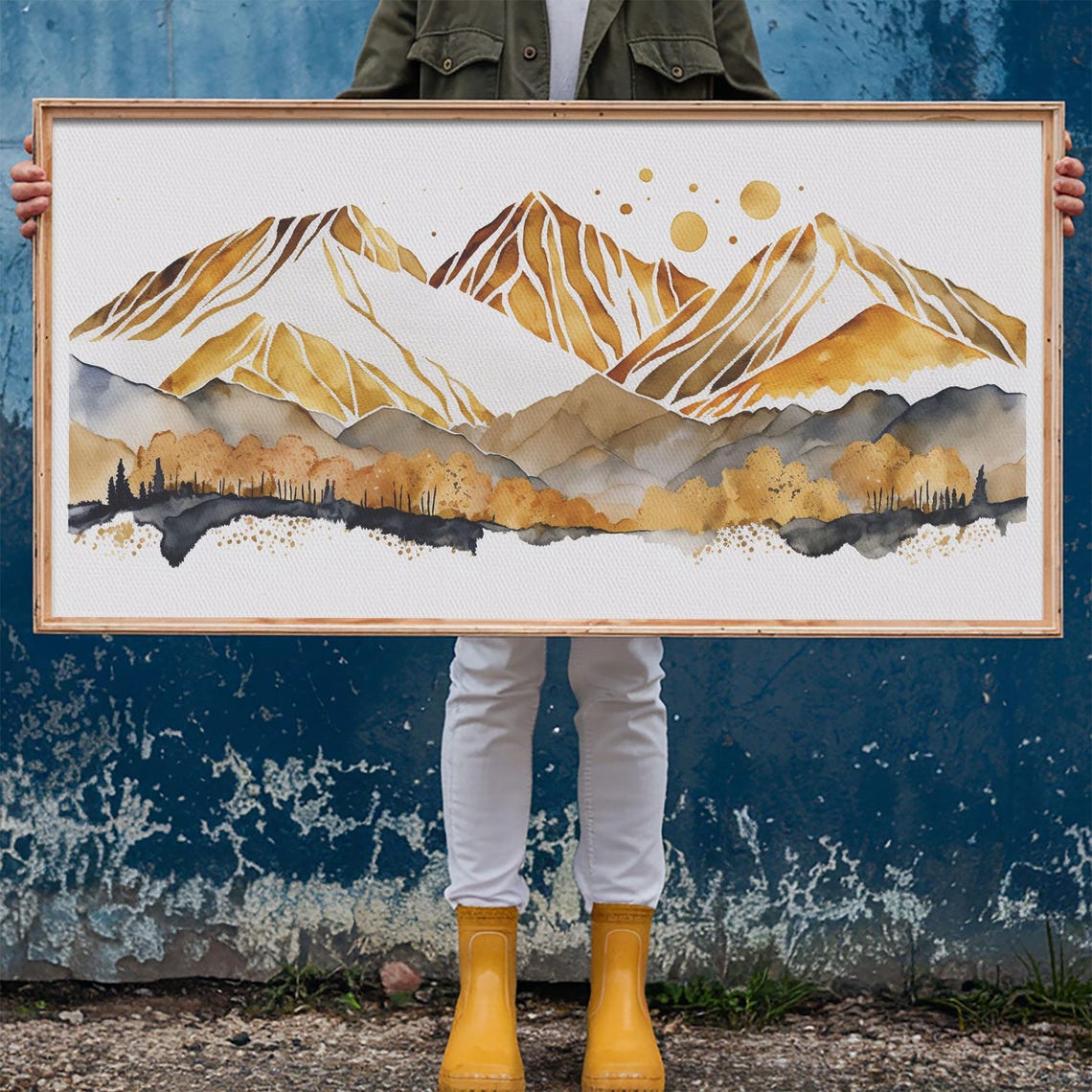 Golden Mountains Wall Art Framed Print Wall Decor Mountain View Smokey Mountain Housewarming Gift Mountain Painting - Image 6