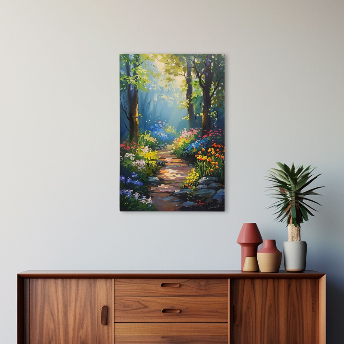 Springtime Path Through An Enchanted Forest Art Print Framed Print Enchanting Scenary Oil Painting Print Cottagecore Aesthetic - Image 5
