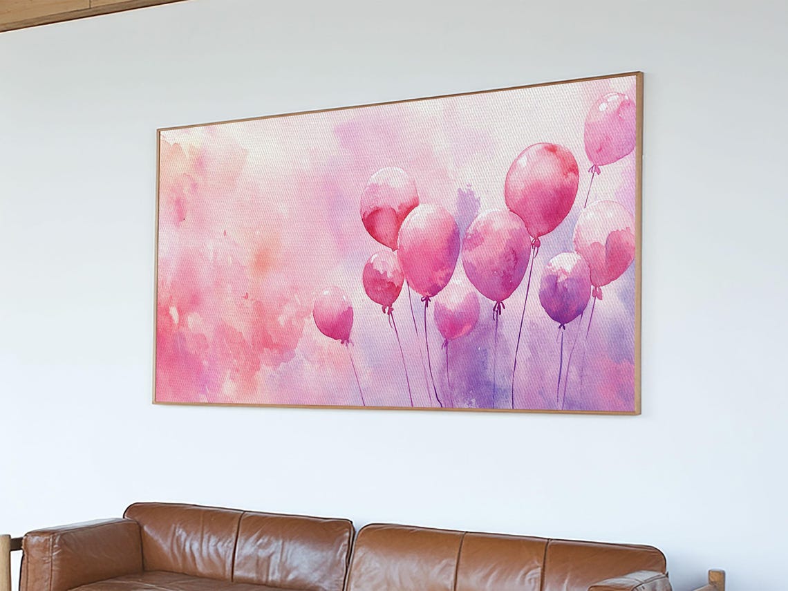 Pink Balloons Floating Watercolor Dreamy Whimsical Party Wall Poster - Image 4
