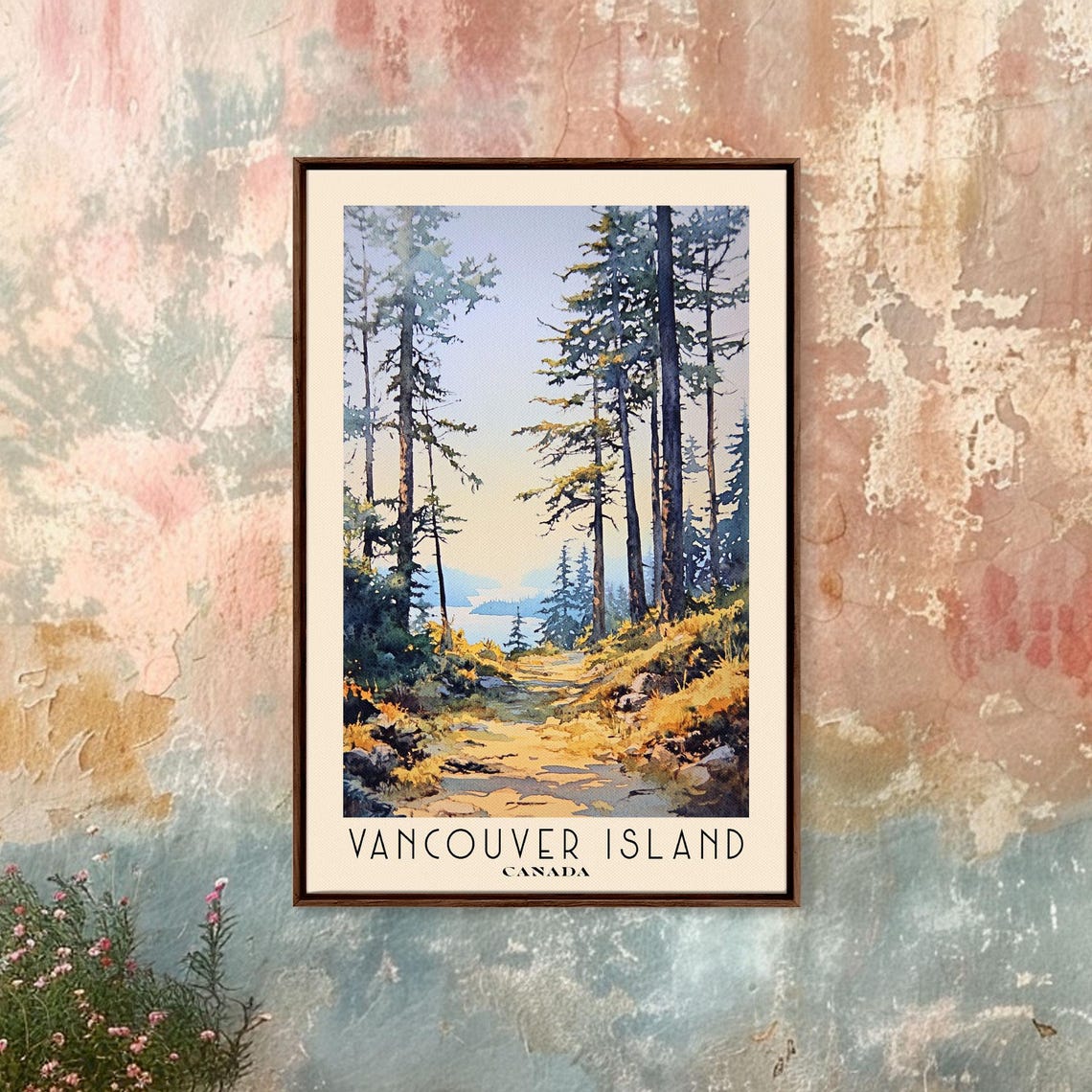 Vancouver Island Canada Watercolor Beach Print Vacation Gift Canada Wall Art Framed Print Framed Beach Painting - Image 3