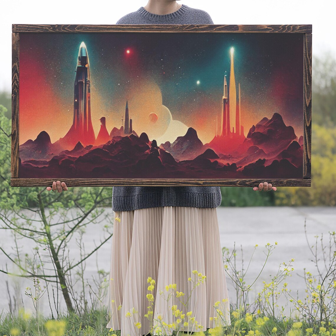 Art Deco Style Spaceship Print, Sci-Fi Space Exploration - Image 2