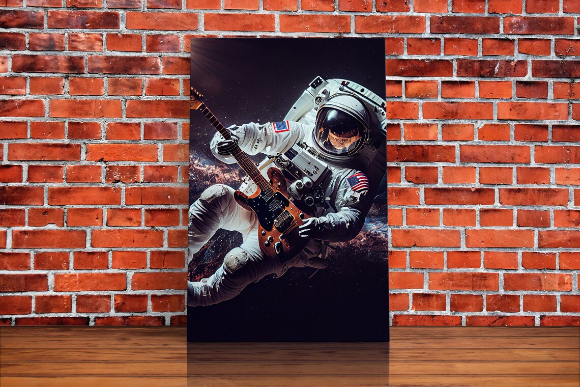 Space Man Jam Astronaut Playing Guitar In Space Art Print - Image 2