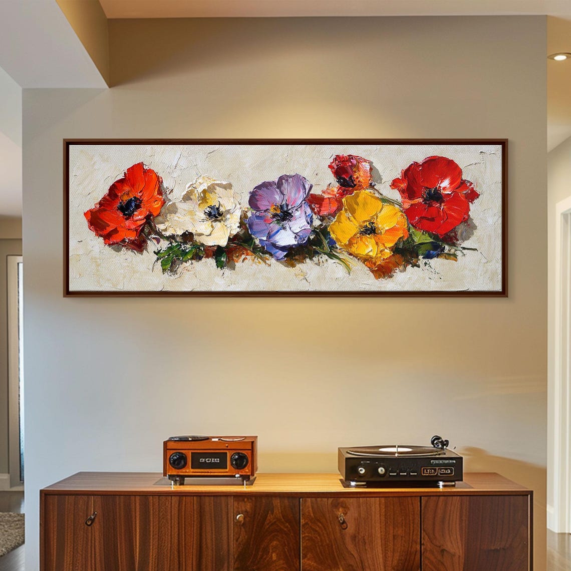 Colorful Poppy Anemone Blossoms Impasto Oil Painting Floral Art Poster - Image 5