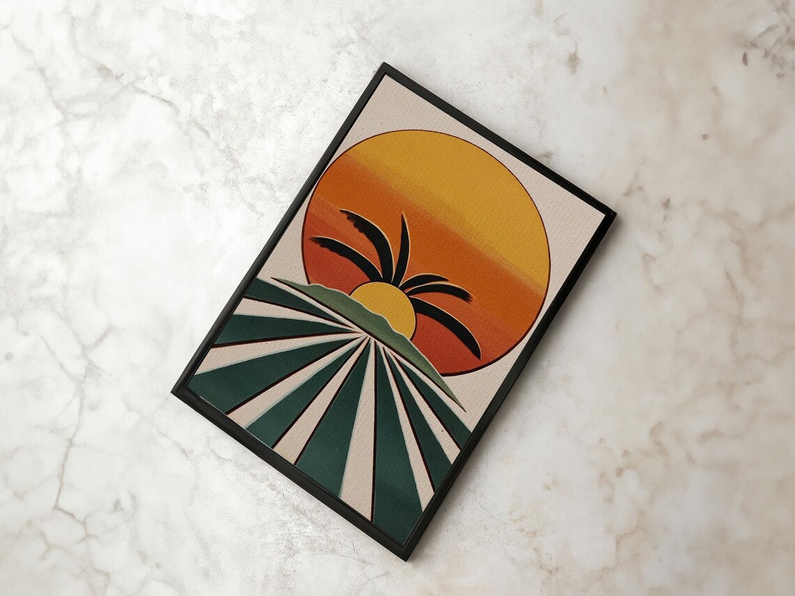 Palm Tree Sunset - Boho Retro Style Art Print - Image 4