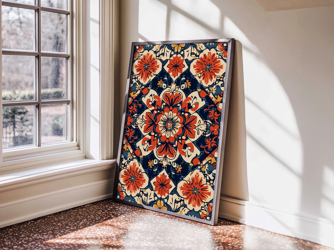 Floral Mexican Tile Pattern Art Print, Southwestern Style - Image 4