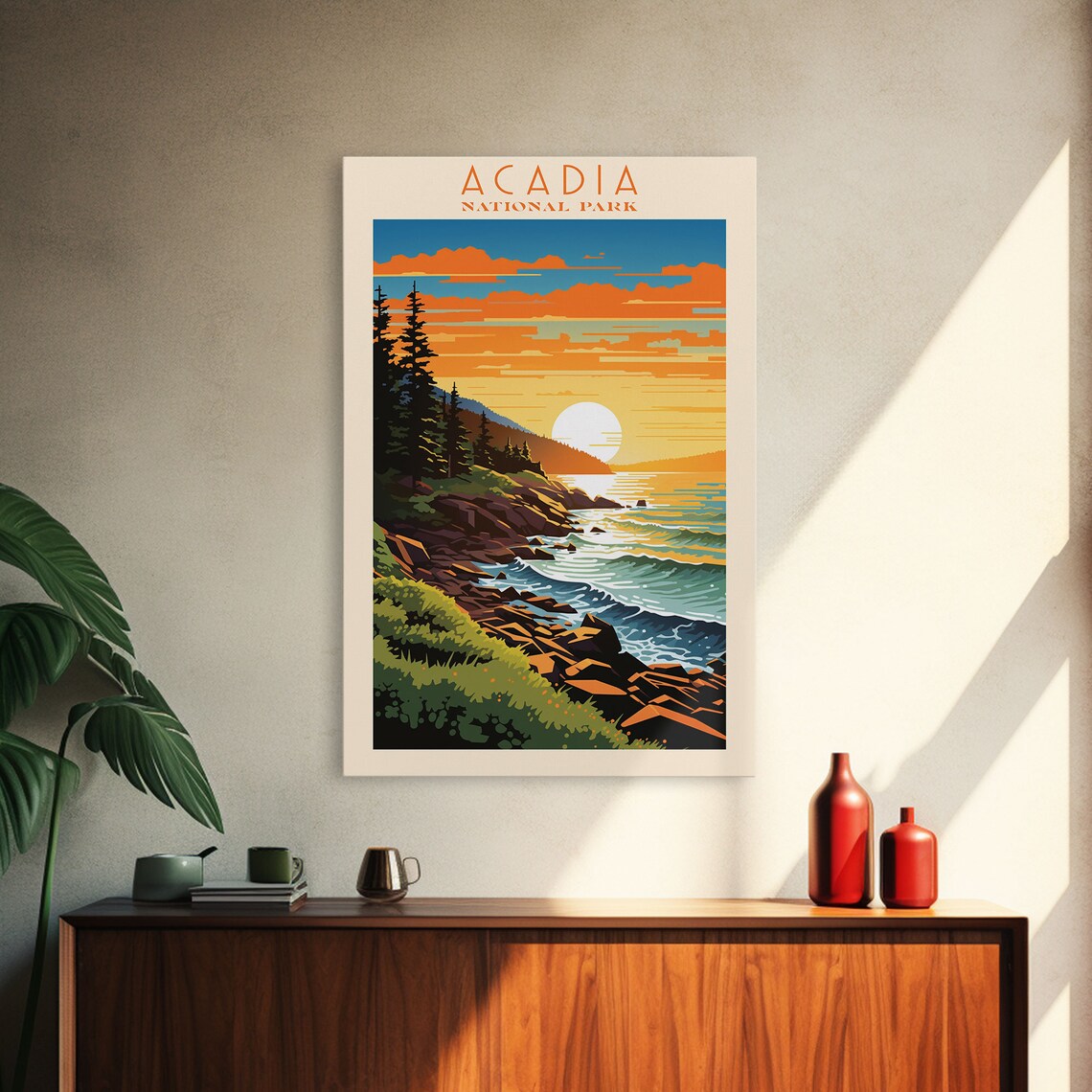 Acadia National Park Retro Travel Poster, State Park Art - Image 4