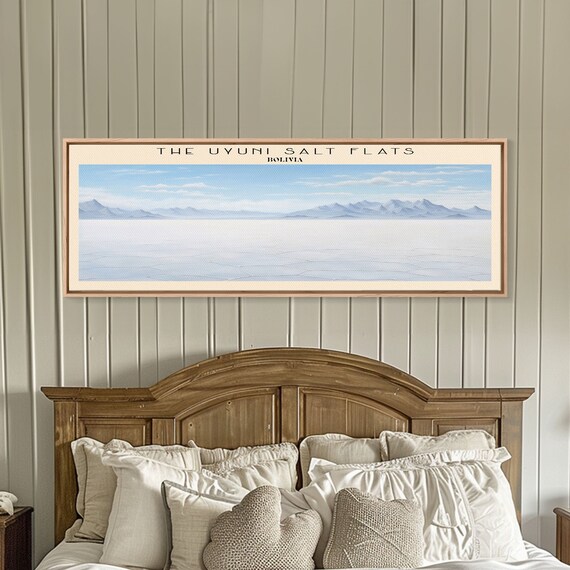The Uyuni Salt Flats Bolivia Art Framed Print Travel Poster Panoramic Wall Art Home Decor Gift For Travel Lover Wall Hanging