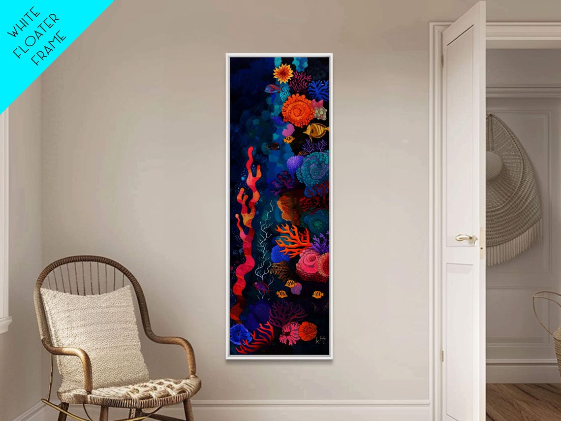 Deep Ocean Coral Fish Midnight Underwater Scene Vibrant Art Poster - Image 6