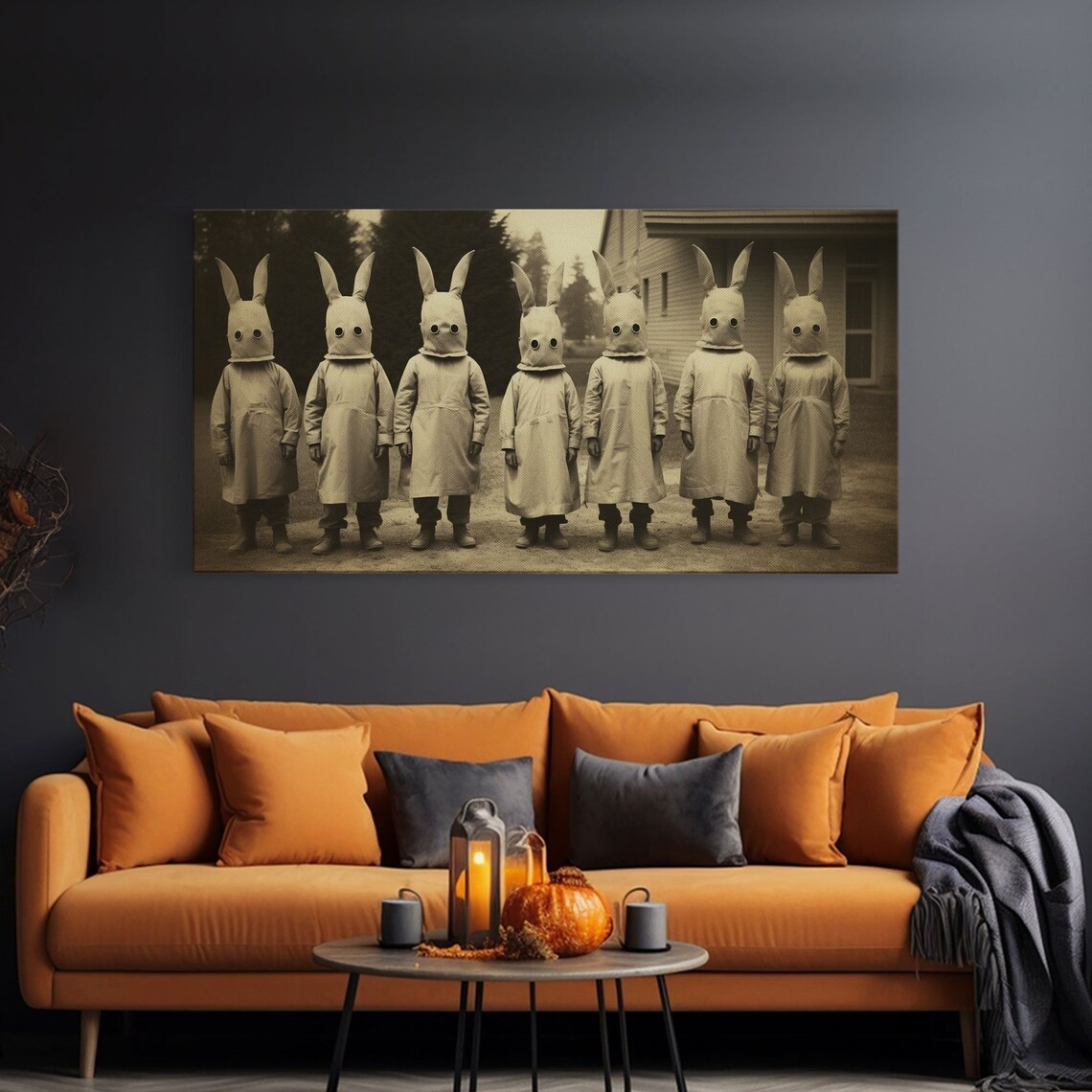 Cult Of The Bunny Creepy Halloween Tintype Art Print - Image 2