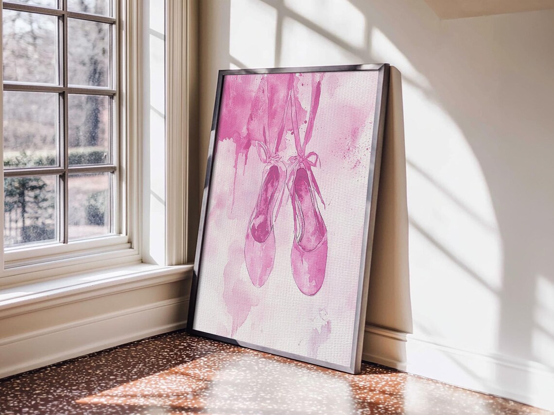 Pink Ballet Pointe Shoes Watercolor Art Print Dancer Bedroom Wall Poster - Image 4