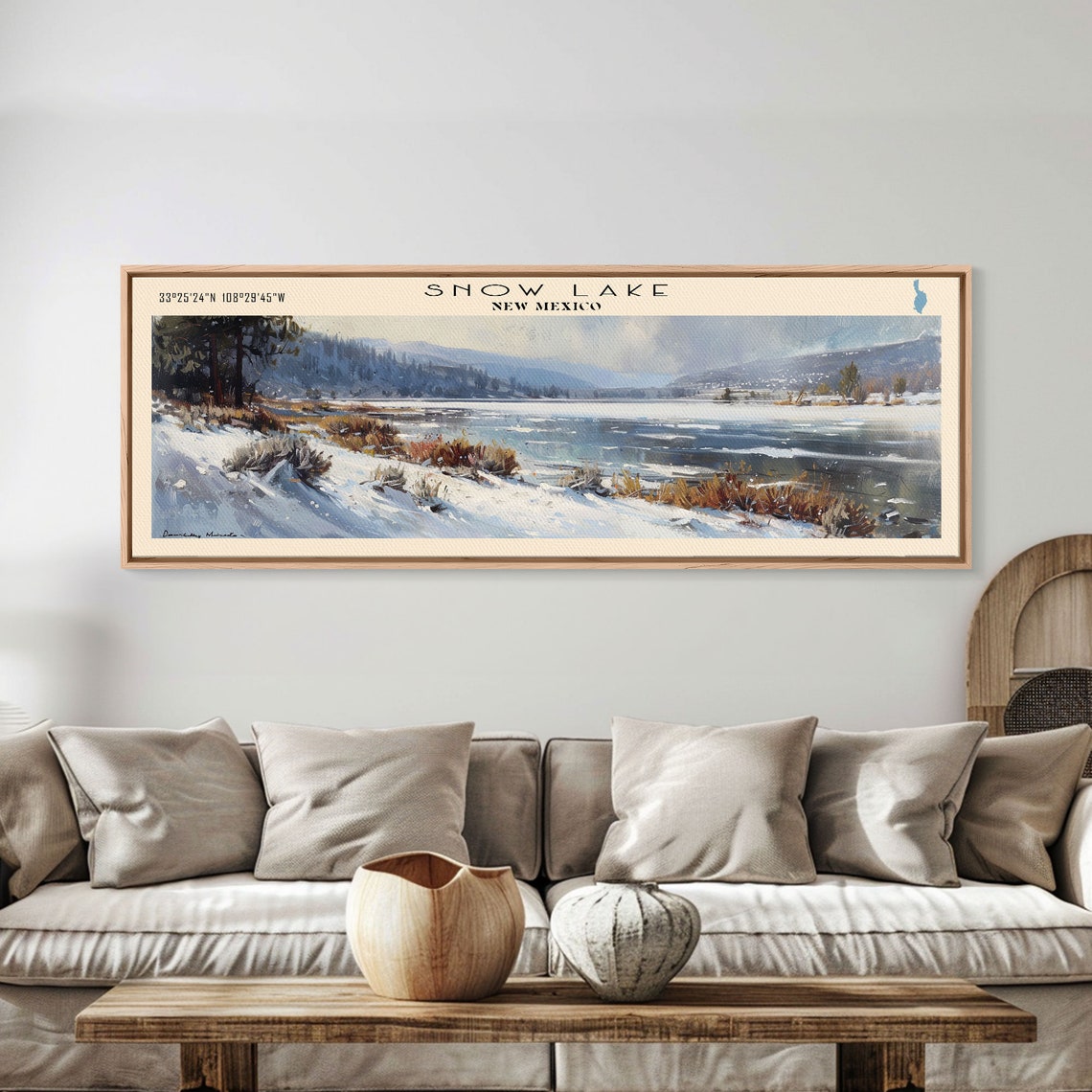 Snow Lake New Mexico Winter Snowy Shore Mountain Lake Travel Poster - Image 3