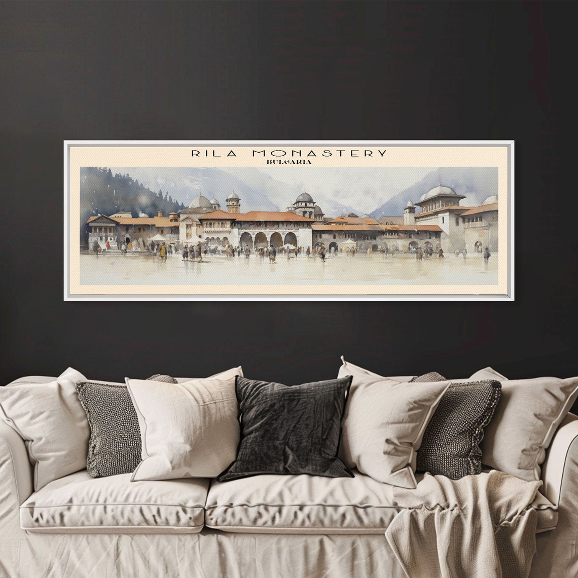 Rila Monastery Bulgaria Red Roof Domes Mountain Courtyard View Poster - Image 2