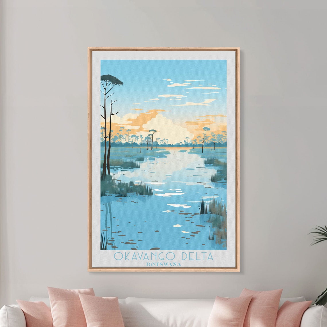 Okavango Delta Botswana Water Channels Palms Retro Travel Art Poster - Image 4