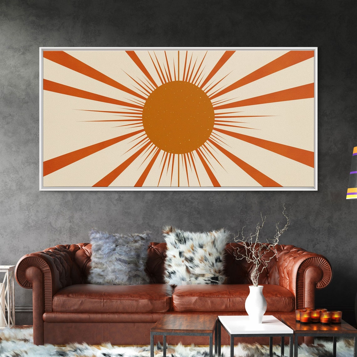 Retro Sunburst Orange Sun Rays Mid Century Modern Abstract Wall Print - Image 6