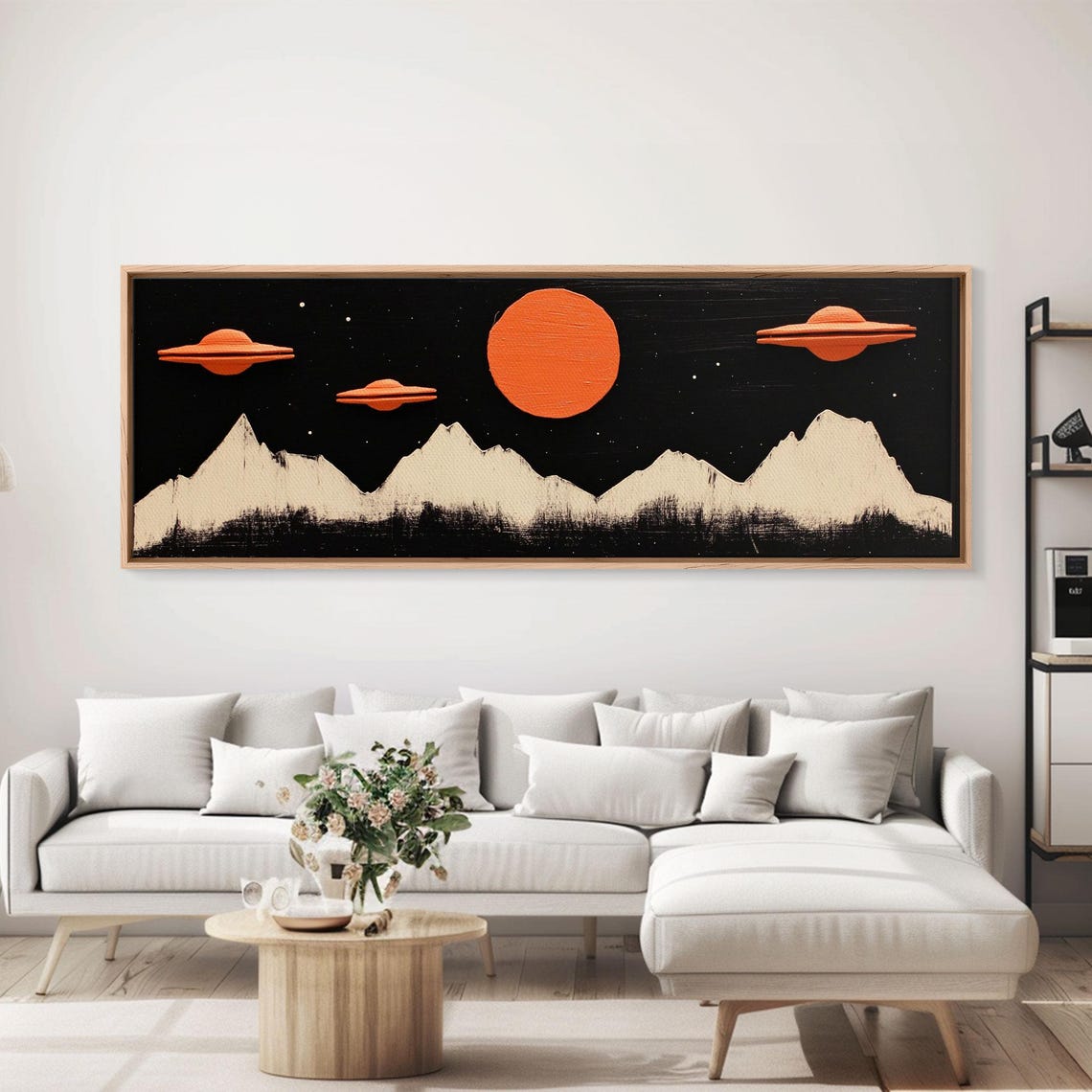 Cute Nursery Decor Boys Room Wall Art Panoramic Flying Saucers Or Ufos Art Print Framed - Image 4
