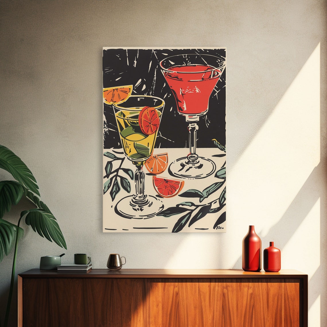 Retro Cocktail Duo Yellow And Red Drinks Vintage Bar Wall Poster - Image 4