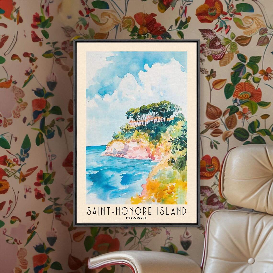 Saint-Honore Island France Colorful Cove Pines Mediterranean Sea Poster