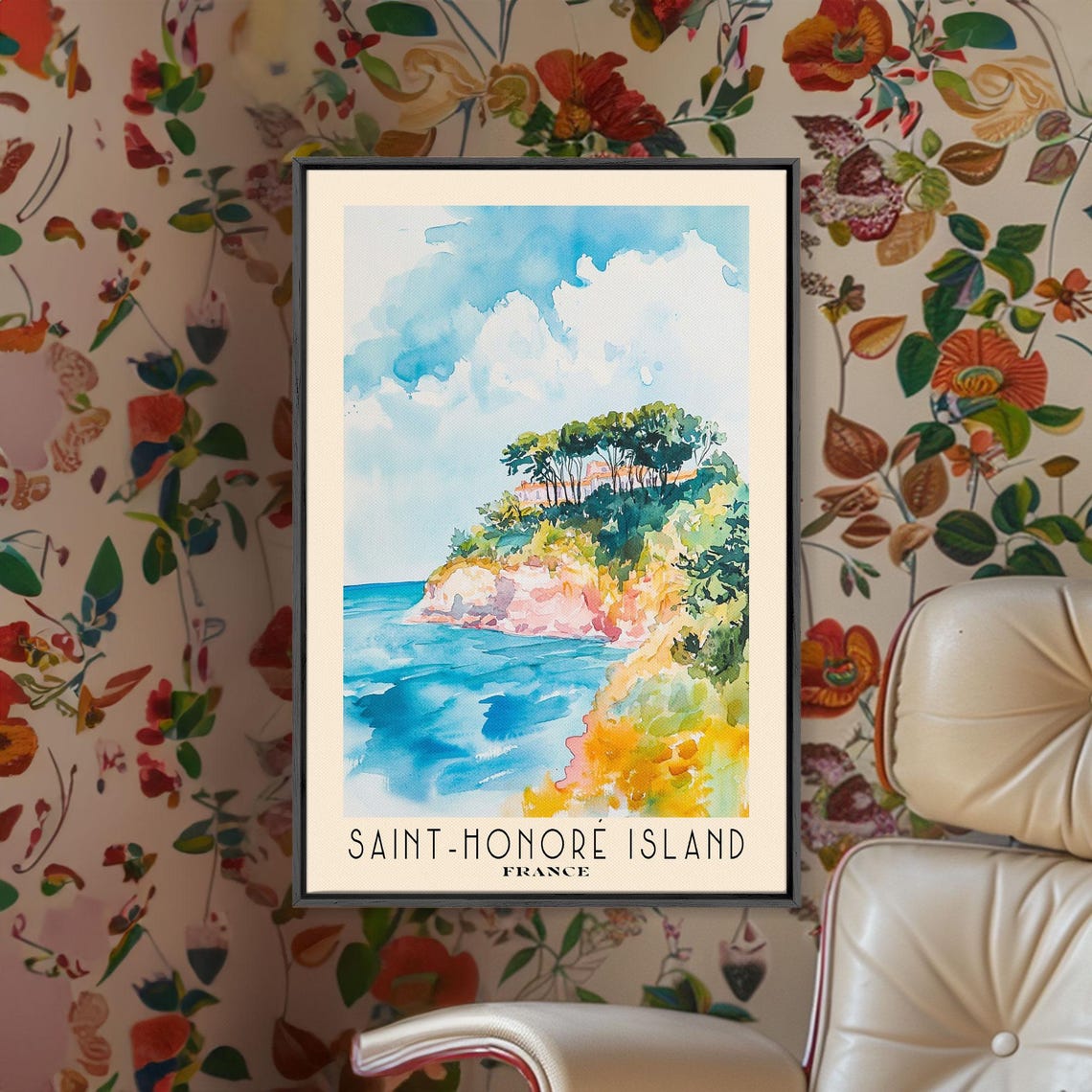 Saint Honore Island France Watercolor Print Vacation Gift France Wall Art Beach Painting Beach Decor Beach Or Lakehouse Art