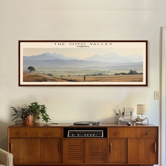 The Omo Valley Ethiopia Art Framed Print Travel Poster Panoramic Wall Art Home Decor Gift For Travel Lover Wall Hanging