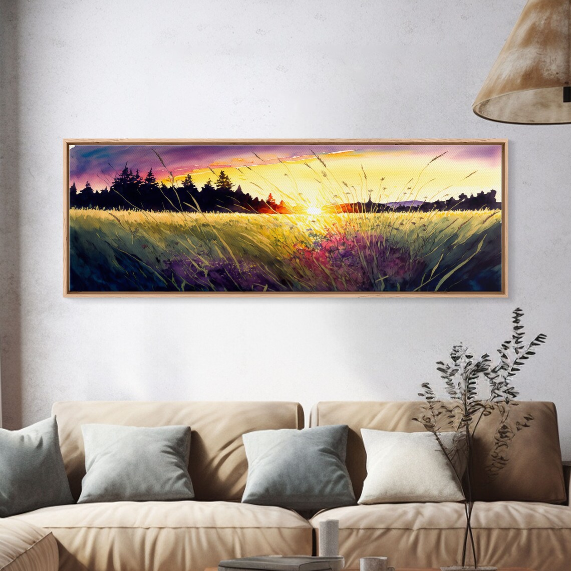 Texas Prairie Sunset Watercolor Wall Art Print - Image 4