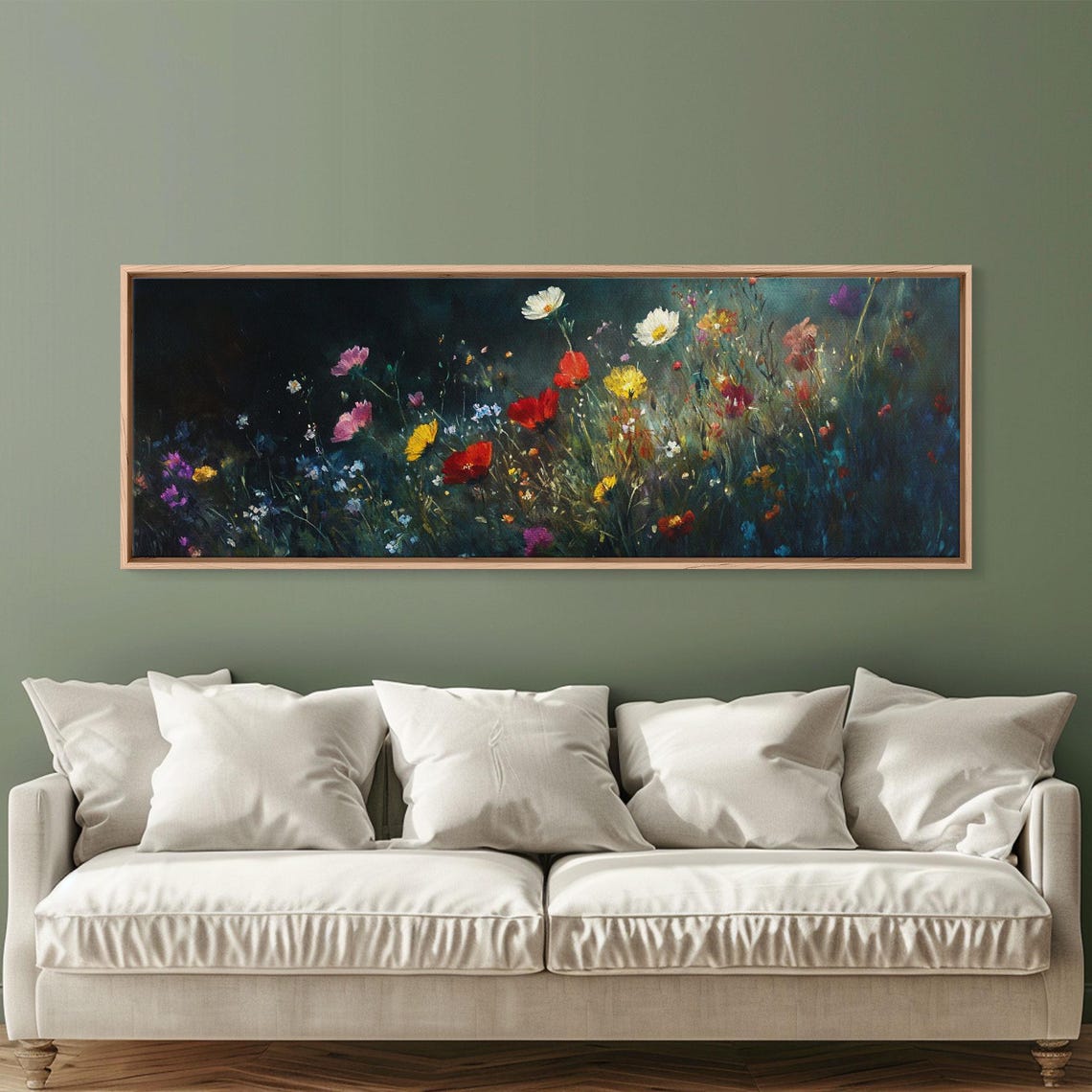 Wildflowers At Midnight Colorful Blooms On Dark Navy Background Poster - Image 2