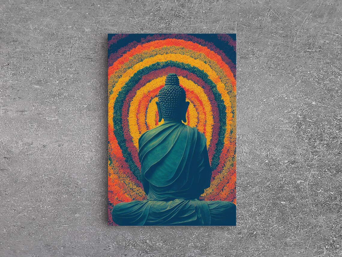 Colorful Rainbow Buddha, Yoga Studio Art Print