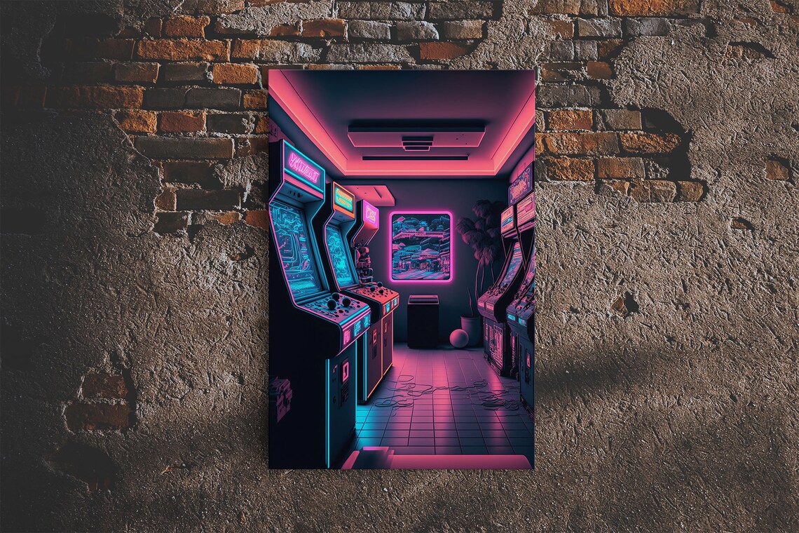 Neon Arcade Synthwave Art Print, Game Room Decor - Image 5